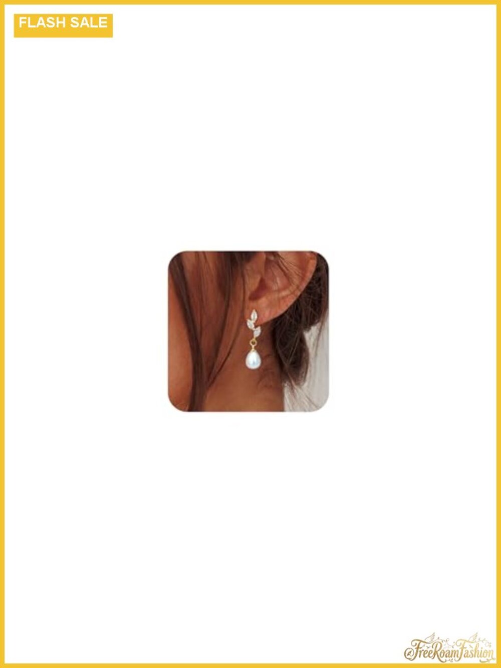 14K Gold Plated Pearl Dangle Earrings Leaf Flower Drop Wedding